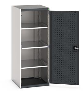 Heavy Duty Bott cubio cupboard with perfo panel lined hinged doors. 650mm wide x 650mm deep x 1600mm high with 3 x100kg capacity shelves.... Bott Industial Tool Cupboards with Shelves
